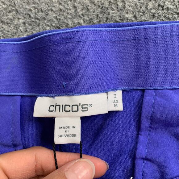 Chicos Pants Womens 16 Purple Nightshade So Slimming Juliet Straight Leg Cropped - Picture 6 of 13